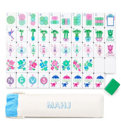 4 Layer Mahjong Tiles, 160 Pcs Premium Acrylic American Mahjong Set with Dice Bag, 13 Styles Available Clear Engraved Western Game for Adults Home Travel Parties & Social Games (02) - color: 02