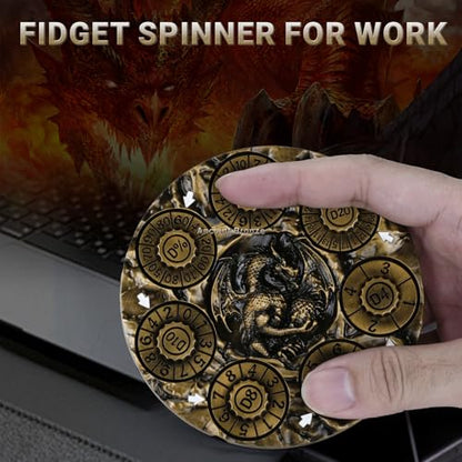 Spinner DND Dice,Metal D&D Dice Set with Gift Box for Role Playing Games | Ideal Present For Gamers DM,Solid Metal Material, Heavy Hand Feel, Wear-Resistant And Long Service Life,Ancient Gold - color: Ancient Gold