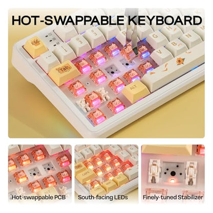 EPOMAKER X Aula F108 PRO Wireless Gaming Keyboard with Screen, 8000mAh Battery, 104 Hot-Swappable and Programmable Keys and Knob, RGB Backlight, for Mac/PC/Android (Grey&Yellow) - color: Grey&Yellow