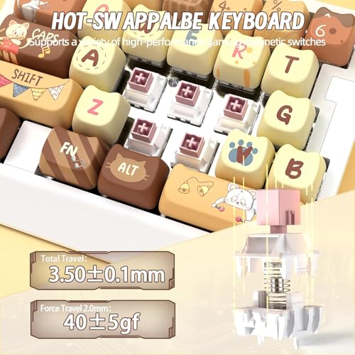 A.JAZZ AK029 Wired 29 Keys One-Handed RGB Gaming Keyboard with 8000HZ,0.01mm RT Magnetic Switches Adjustable Actuation,Hotswappable Mechanical Keyboard,Aluminum Plate,Web Driver for Gamers-Beige Cat - color: Yellow