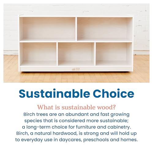 ECR4Kids 5-Compartment Mobile Storage Cabinet, Toddler, Classroom Furniture, White Wash - color: White Wash