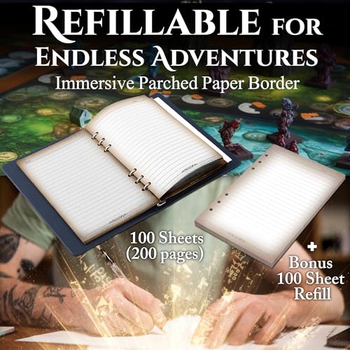 Notebook Journal, Refillable Binder for DND - 3D Tree of Life Design (A5) | A5 400 Pages (200 Sheets), Perfect for Dungeons and Dragons (D&D), Bonus Tabs and Ruler, for Players and DM's - color: Silver