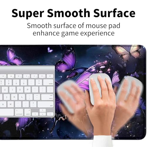 Purple Butterfly with Glittering for MTG & TCG Playmat Mouse Pad,BFDHGQZC 24" x 14" Game Mat for MTG/RPG/CCG Trading Card Game Playmats Table Mat Perfect for Card Games Video Games Computer Office - color: Purple Butterfly With Glittering
