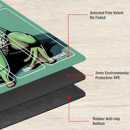 MTG Playmat with Zones, TCG Card Game Play Mat with Stitched Edges, Non-Slip Rubber Base Gaming Desk Mat, Smooth Surface 24 x 14 Inch, Cowboy Frog - color: Cowboy Frog, size: Zone 1