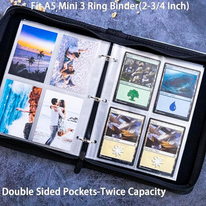 20 Pack 160 Pockets 2.5x3.5 Trading Card Sleeves,A5 Binder 4 Pocket Card Sleeves,Double-Sided 4 Pocket 6.1x7.6 Page Protector,Ultra-Clear Game Card Sheets for A5 Mini 3 Ring Binder - color: 20 Pack