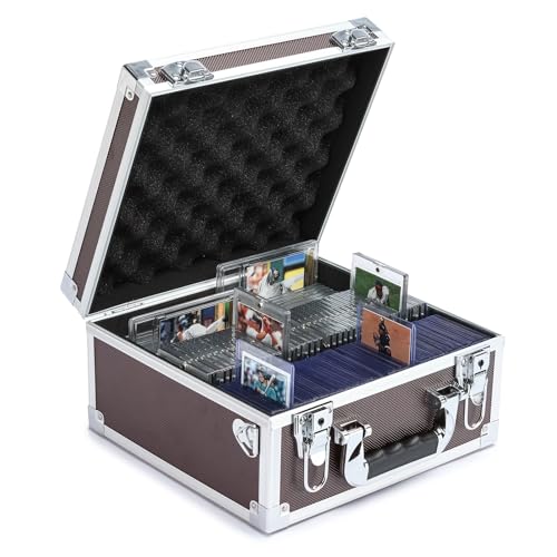 Collectable Trading Card Cases, Toploaders Storage Box, Magnetic Card Storage Hard Cabinet, Graded Card Storage Case, Sports & Trading Collector Storage Box (Coffee) - color: Coffee, size: Medium