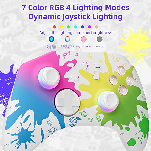 Mytrix Wireless Switch Controller fo Switch, Windows PC iOS Android Steam/Steam Deck, 7 Color RGB Lighting Pro Controller with Turbo, Motion, Vibration, Wake-Up, Headphone Jack (Tri-color) - color: Tri-Color