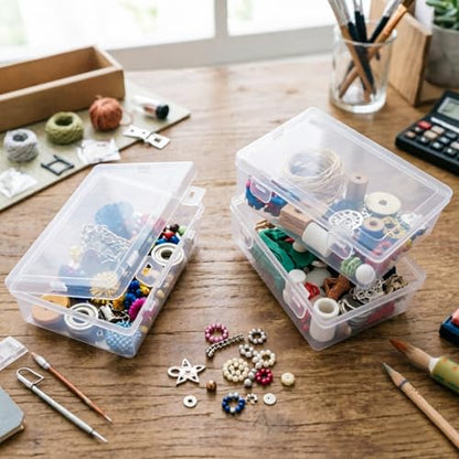 Rectangular Clear Plastic Storage Containers, 5x3.46x1.69in | 10 Pack, Hinged Lid, For Beads and Small Craft Items - size: 5 x 3.46 x 1.69 inch