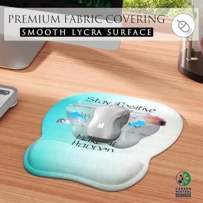 MROCO Ergonomic Mouse Pad with Gel Wrist Rest, 9.4 x 8.1 in, Feather Arrow | Ergonomic Shape Design, Multiple Pattern Options, Gel Wrist Comfort, Smooth Lycra Surface, Non-Slip PU Base - color: Feather Arrow