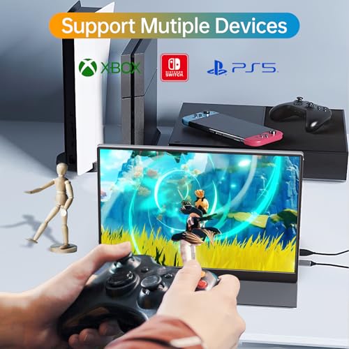 Anyuse Portable 16.0" QHD 2.5K Laptop Monitor - USB C HDMI Gaming Ultra-Slim IPS Display w/Smart Cover & Speakers, HDR Plug&Play, External Monitor for Laptop PC Phone Mac Xbox PS5/PS4 Switch - size: 16"Portable