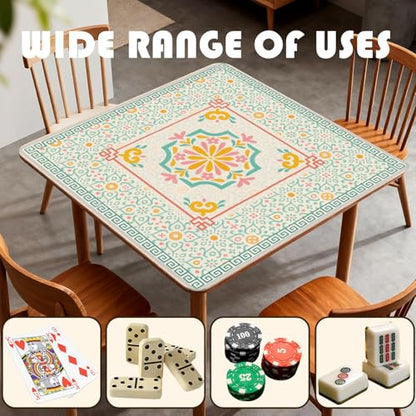 Green Pink Chinoiserie Floral Mahjong Mat 31.5 x 31.5 in, Traditional Chinese Non-Slip Noise Reduction Gaming Mat for Table American Mahjong Poker Board Games Card Games Dominoes - color: Abstract Art Pattern Mahjong Mat