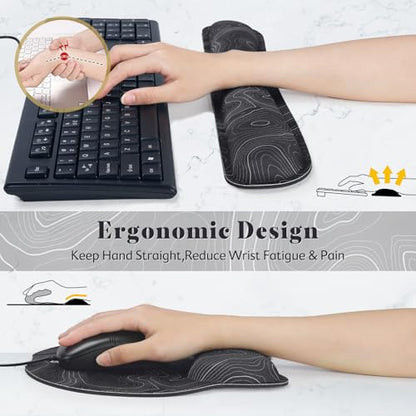 Gimars Upgrade 3 in 1 Enlarge Superfine Smooth Gel Ergonomic Mouse Pad Wrist Support and Keyboard Wrist Rest for Computer, Laptop, Mac, Gaming and Office, Durable, Comfortable and Pain Relief, Map - color: Map