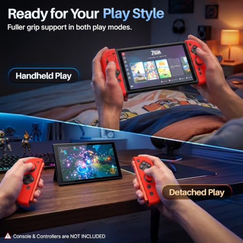 TNP JoyCon Cover for Nintendo Switch 2, Silicone Controller Case, Red | 2-Piece Anti-Slip Skin Set for Left and Right Joy-Con 2 Controllers with Matching Thumb Grip Caps; Controllers Not Included - color: Red