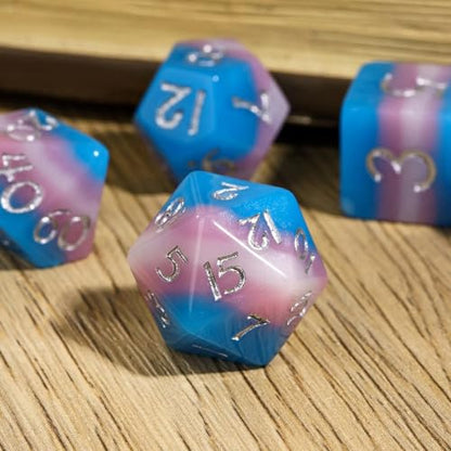 DND Dice Set Blue-Pink Polyhedral Dice Set for D&D Tabletop Games | Leather Storage Bag, DM Gift, for Dungeons and Dragons Role Playing Games - color: Blue&pink5