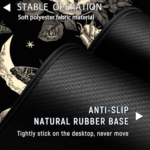 Large Gaming Mouse Pad+ Keyboard Wrist Rest Set, Ergonomics Memory Foam Mouse Mat Wrist Rest Support for Home Office, Waterproof Extended Mousepad 31.5x11.8in, Rose and Butterfly Black Desk Pad - color: Yvb-mousepad-9-f-153