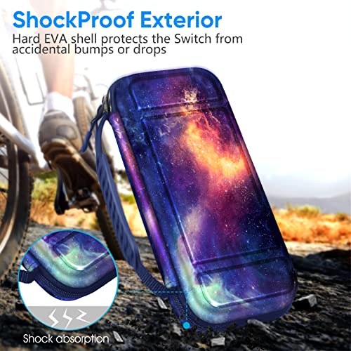 FINTIE Carrying Case for Nintendo Switch / Switch OLED Model (2021) | Shockproof, Hard Shell Protective Cover, Portable Travel Storage Bag, 10 Game Card Slots & Inner Pocket - color: galaxy