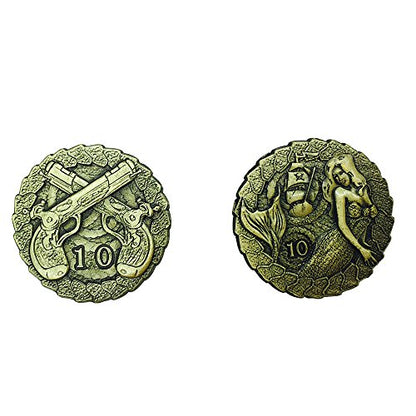 Pirate Variety Set of 10 (Plated Metal Novelty) Adventure Coins for RPG LARP DND Pathfinder Treasure Booty - style: Novelty