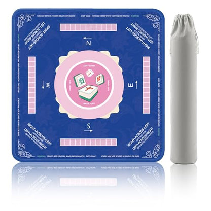 Mahjong Mat, 33"x33" Non-Slip Noise Reduction Gaming Mat for Table, 3mm Thickened Multi Purpose Table Cover for Mahjong/Card/Board Tile Games/Dominoes (Pink)