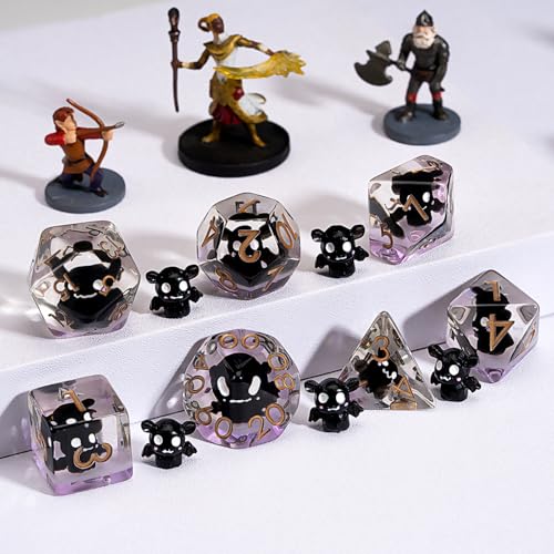 DND Resin Bat Dice Set, D&D Polyhedral Dice for Dungeons and Dragons RPG, MTG Role Playing Games D and D Dice 7pc D20 D12 D10 D8 D6 D4 - color: Bat