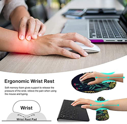 Lateefah Mouse Pad with Wrist Rest, 3-in-1 Gaming Mouse Pad, Keyboard Wrist Rest, Ergonomic Memory Foam Mousepad with Wrist Support for Computer Keyboard - color: Weeds