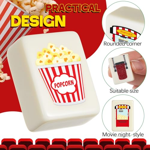 Hollowfly 2 Player Mahjong Block Set with Storage Bags 65 Tiles 30 mm Movie Night Mahjong Push Tile Game with Movie and Food Pattern No DIY Required for Friend Family Game Night Party Gift - style: Movie Night