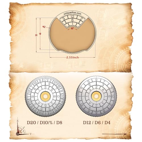 Unique Dice Roulette Dice Metal Dice Set Mechanical Dice Spinner DND Roller D&D Dice, Steampunk Dice Retro Dice Spinner Dice D20 All in One DND Dice D6, D8, D10, D12 for Dungeons and Dragons TRPG - color: 10 Copper Bag
