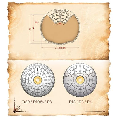 Unique Dice Roulette Dice Metal Dice Set Mechanical Dice Spinner DND Roller D&D Dice, Steampunk Dice Retro Dice Spinner Dice D20 All in One DND Dice D6, D8, D10, D12 for Dungeons and Dragons TRPG - color: 10 Copper Bag