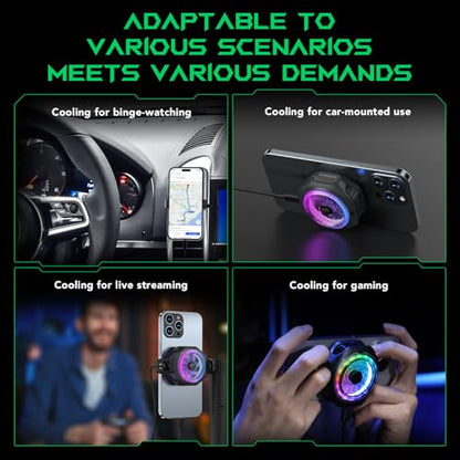 Black Shark Magnetic Cell Phone Cooler 4Pro, Portable RGB Cooling Fan, Cellphone Radiator with Removable Grip, App-Controlled Smart Temperature Control for iPhone MagSafe Series/Android/Tablet/iPad - color: New 4Pro Black