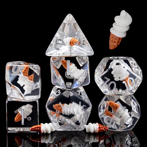 Ice Cream DND Dice,Resin Polyhedral D&D D and D Dice Set for Dungeons and Dragons MTG RPG Board Games - color: Ice Cream