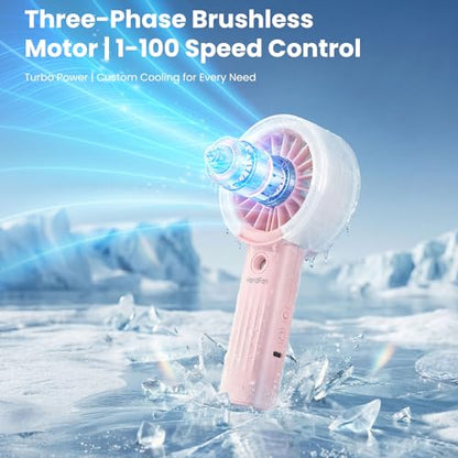 HandFan Upgraded Misting Fan with LED Display – Extreme Cooling Portable Handheld Fan with Water Mist Spray, 50% Stronger Airflow & Quieter, Personal Mister for Travel/Park/Disney/Beach/Concert/Game - color: Blush Pink