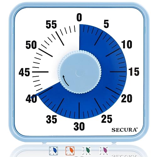 Secura 60-Minute Visual Countdown Timer, 7.5-Inch Oversize Classroom Visual Timer for Kids and Adults, Durable Mechanical Kitchen Timer Clock with Magnetic Backing (Navy Blue) - color: Navy Blue