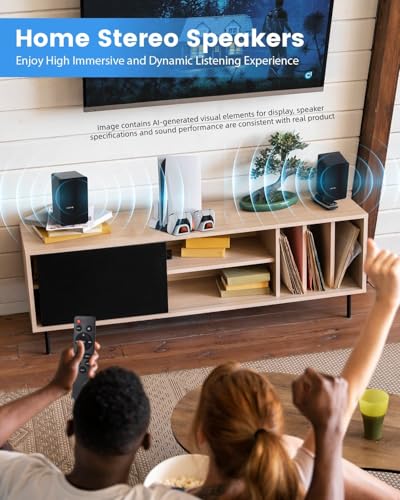 Powered Bookshelf Speakers for Turntable, 40W*2, 4 Inch Woofer | Optical/ARC/RCA/AUX/BT Wired & Wireless Input, HiFi Stereo Sound, Active Vinyl Record Player Speakers for TV Desktop PC