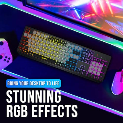 KLIM Chroma Wireless Keyboard – RGB Backlit Gaming, Rechargeable Battery, PC Keyboard, Durable & Water-Resistant, Compatible with PS4, PS5 & Mac - Black - color: Grey black