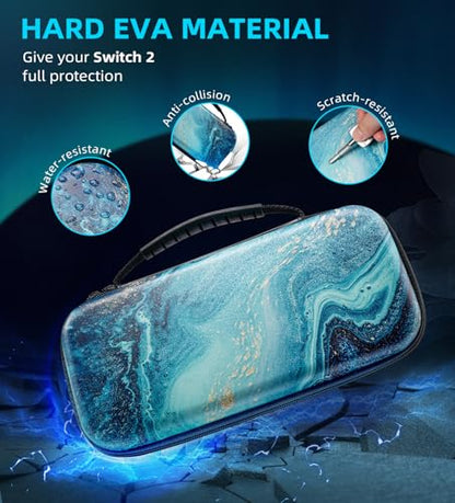 TiMOVO Carrying Case Compatible with Nintendo Switch 2, Gilding Texture | Travel Carry Case, 10 Game Cartridges & Pocket, Protective Portable Hard Shell Pouch, For Console & Accessories - color: Gilding Texture