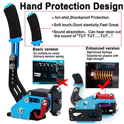 Obokidly 14Bit USB Handbrake SIM for Xbox ONE Racing Games Compatible with Logitech G920 Not for G923 FANATECOSW Dirt Rally Without Clamp (Blue) - color: Blue