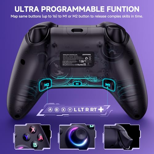 ECHTPower Switch 2 Controller, 2025 Wireless Controller with RGB/Macro/Shift/Turbo/Vibration, 1000mAh Bluetooth Controller Compatible with Switch/Switch 2/PC/Adroid/iOS - color: Dark