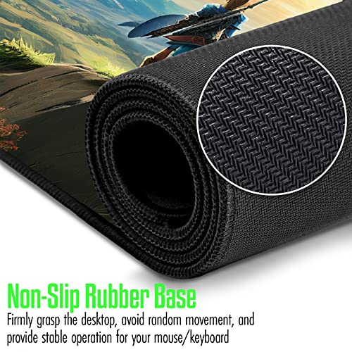 VNDL Gaming Mouse Pad XXL Extra Large Extended Non Slip - Anime Gaming Mouse Mat, Green, Black, Microfiber Cloth, Rubber, 31.5 x 15.7 in - color: Green, Black
