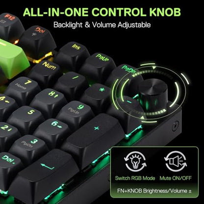 Redragon K740 98 Keys Wired RGB Gaming Keyboard, 95% PBT Mechanical Keyboard w/Solid Aluminum Base, Dedicated Knob Control & Hot-Swap Socket, Custom Linear Switch - color: Green Blaze, size: 98 Keys
