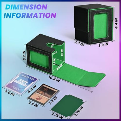 UAONO Card Deck Box for MTG Commander, Fits 100 Double-Sleeved Cards | Independent Commander Display, Magnetic Deck Case for Magic the Gathering TCG, 2 Dividers & 1 Top Loader (Black/Green) - color: A-Black&Dark Green