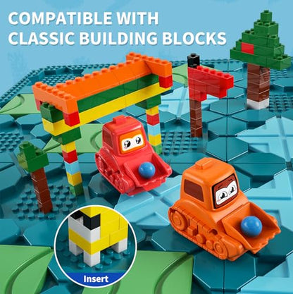 Kids Toys STEM Board Games - Large Size Logical Road Builder Educational Brain Teasers Puzzles Toys, Preschool Learning Montessori Big Board Maze Birthday Gifts Kids Boys Girls Age 4-8 Year Old - color: Turquoise
