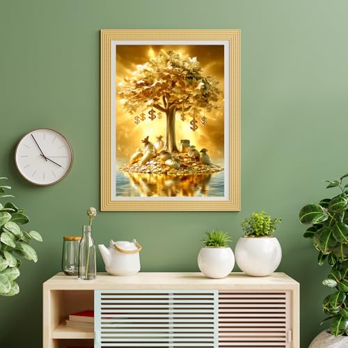 Puzzles for Adults 500 Pieces, Fortune Tree Jigsaw Puzzles - Golden Money Tree, Impossible Money Puzzle for Seniors Families,20.47x14.96 inches, 1:1 Poster, Letter on The Back - style: Golden Money Tree