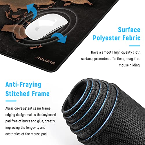 JIALONG Large Gaming Mouse Pad, XXL Desk Mousepad with Stitched Edges, Non-Slip Base Keyboard Pad for Gamer, Office & Home Retro Map - color: Retro Map