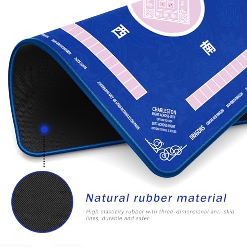 2F22E Mahjong Mat - Non-Slip Noise Reduction Gaming Mat 32.4x32.4 Inch for Mahjong/Poker/Board Games/Card Games/Dominoes (Blue) - color: Blue
