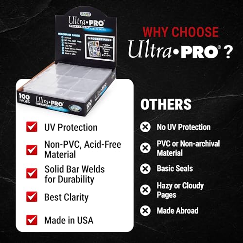 Ultra Pro Trading Card Sleeves – 9 Pocket Card Sleeves for Binder – Platinum Series Pages for Cards & Memorabilia – Archival Safe, UV Protection & 3-Ring Binder Compatible – 100 Pages, Made in USA