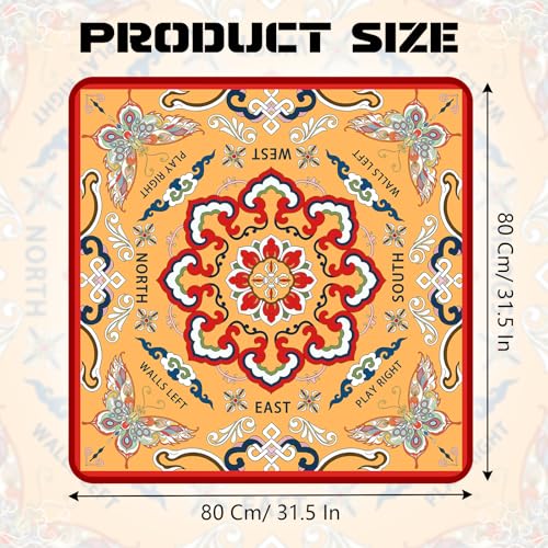 Orange Mahjong Mat Table (31.5X 31.5 in), Non-Slip Noise Reduction | Retro Butterfly Mahjong Table Mat, Mah Jong Mat with Carrying Bag, Game Table Cover for Mahjongs Poker Card Dominoes Birthday - color: Retro Butterfly