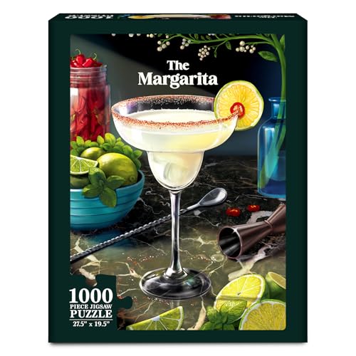 Gouda Games The Margarita – Cocktail Jigsaw Puzzle for Adults, 1000 Pieces | Includes Sorting Trays, Fun for Families, Friends, Game Nights, Gifts for Cocktail Lovers, Finished Size 27.5" x 19.5"