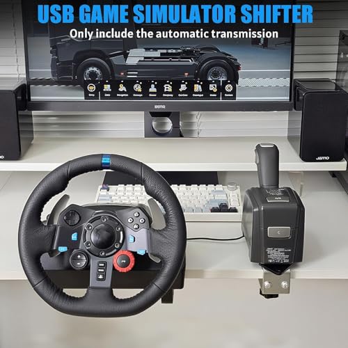 RYLNOK 3-in-1 Handbrake&Automatic&Manual Transmission Gear Shift for PC USB for ETS 2 European/American Truck SIM Racing ATS CTS Fit for Logitech G923 G29 G27 G25 and T-GT II T300 T500