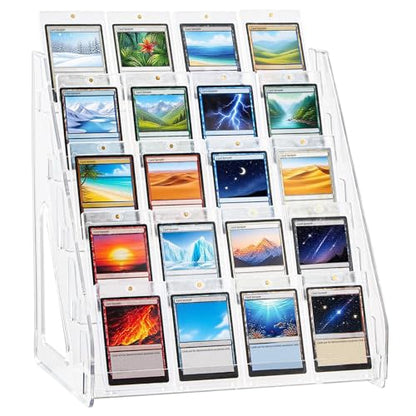 DEEIF 5 Tier Acrylic Trading Card Display Stand, 12" Display Shelf for Magnetic Card Holders, Toploaders, PSA Graded Cards, TCG Sports Card Collection (5Tier, 1Pack) - size: 5 Tier, 1 Pack