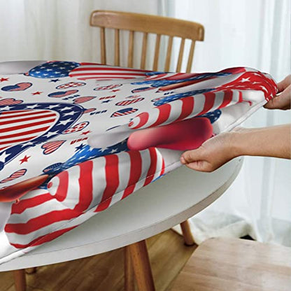 4th of July American Flag Round Tablecloth Elastic Fitted Table Cover Washable Elastic Edge Tablecloths for Kitchen Dining Party Fitted Table 40-44 - color: 4th of July American Flag S, size: 40" (Round)