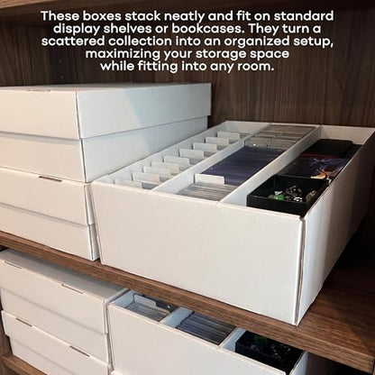 Trading Card Storage Box for MTG TCG Sports Card Collection, 3 Row Cardboard Top loader Storage Box, Bulk Card Storage, 2 Sets